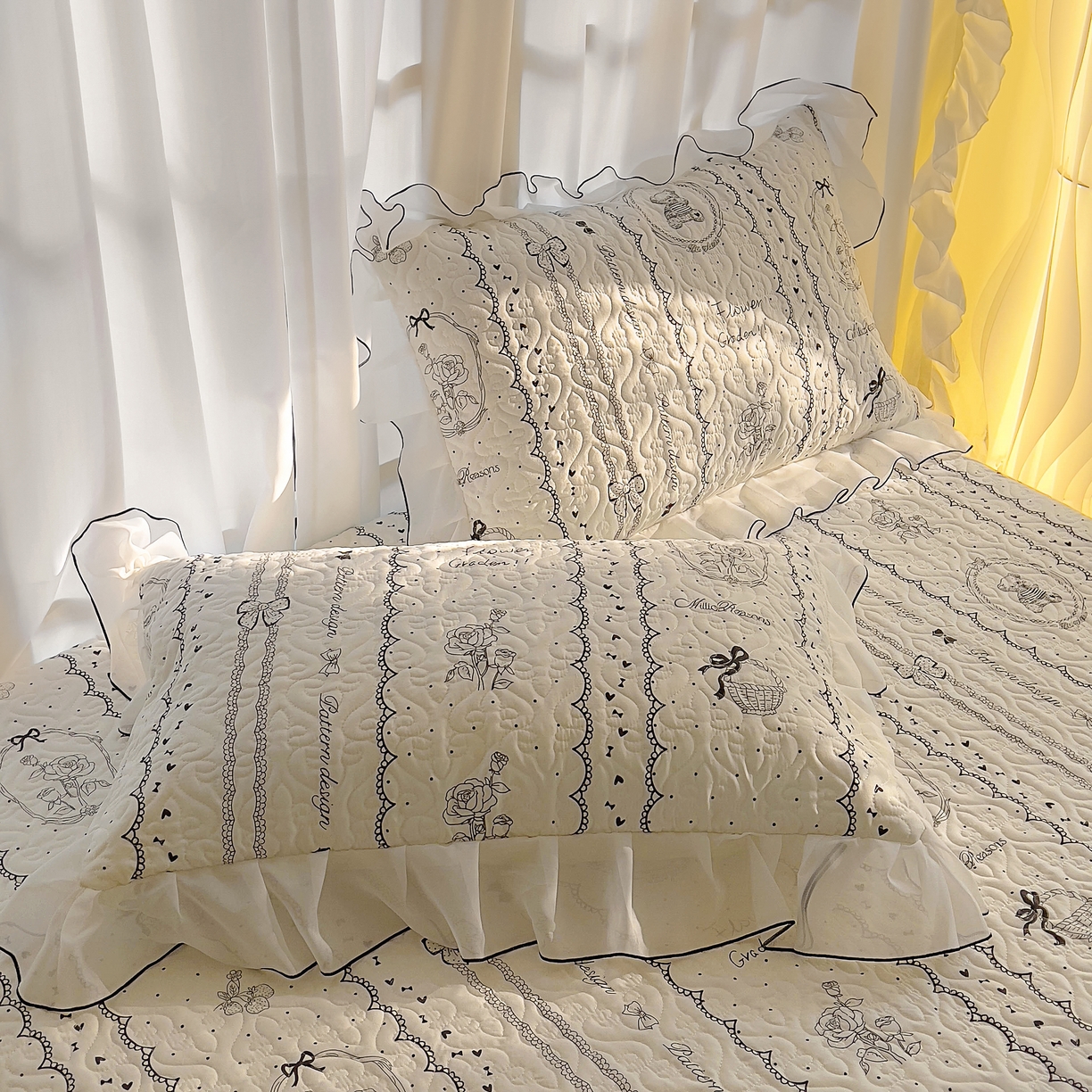 91家纺网 家纺一手货源 找家纺 （总）易辰美 2025新款亲肤舒适印花夹棉公主风枕套