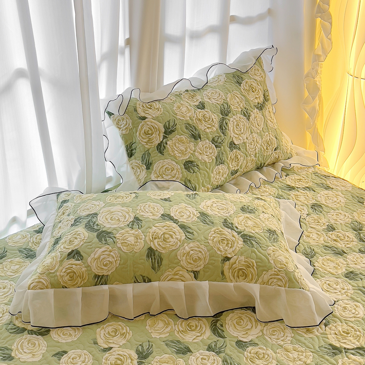 91家纺网 家纺一手货源 找家纺 （总）易辰美 2025新款亲肤舒适印花夹棉公主风枕套