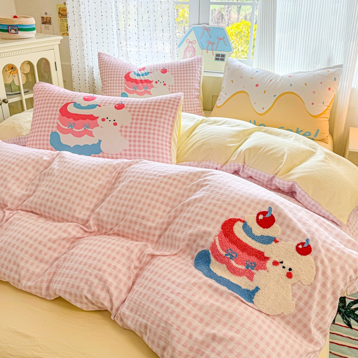 91家纺网 家纺一手货源 找家纺 森璐家纺2025新款水洗云朵棉毛巾绣四件套 甜心小狗-毛巾绣