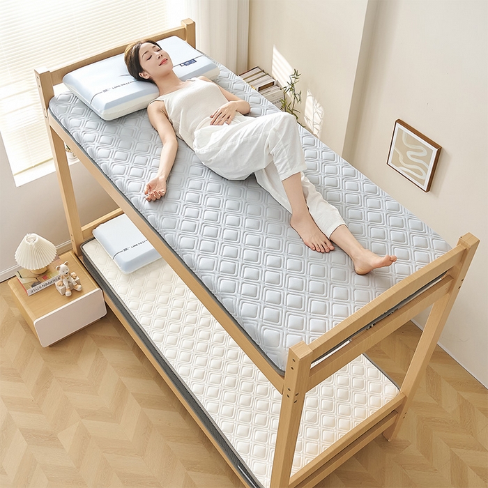 91家纺网 家纺一手货源 找家纺 锦丝钰床垫 2025新款乳胶记忆棉床垫-小床 单边-菱形格灰