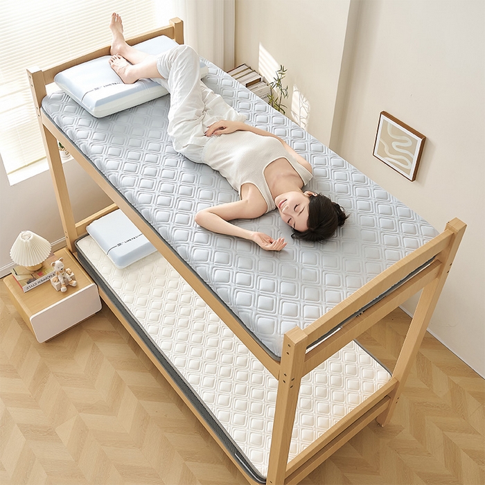 91家纺网 家纺一手货源 找家纺 锦丝钰床垫 2025新款乳胶记忆棉床垫-小床 单边-菱形格灰