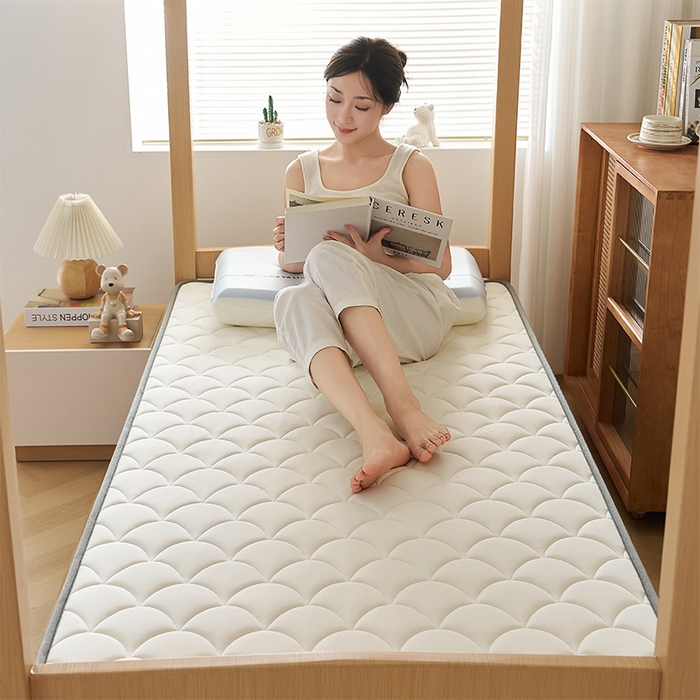 91家纺网 家纺一手货源 找家纺 锦丝钰床垫 2025新款乳胶记忆棉床垫-小床 立体-月光白