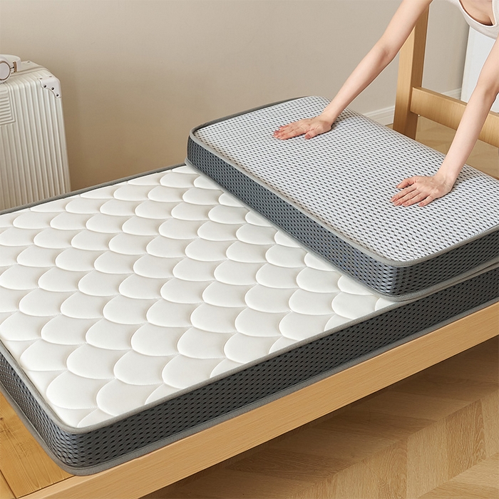 91家纺网 家纺一手货源 找家纺 锦丝钰床垫 2025新款乳胶记忆棉床垫-小床 立体-月光白