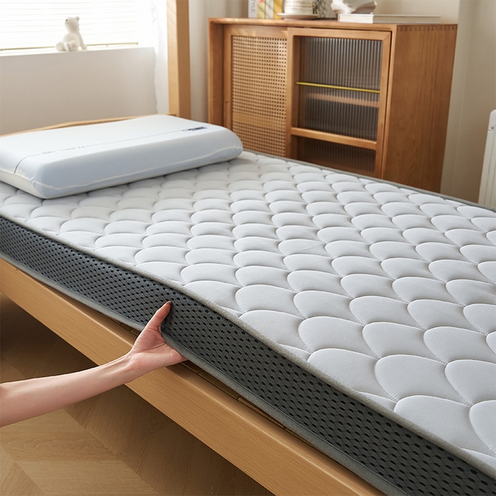 91家纺网 家纺一手货源 找家纺 锦丝钰床垫 2025新款乳胶记忆棉床垫-小床 立体-月光灰