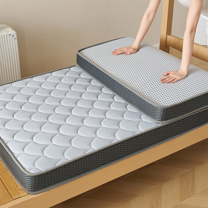 91家纺网 家纺一手货源 找家纺 锦丝钰床垫 2025新款乳胶记忆棉床垫-小床 立体-月光灰