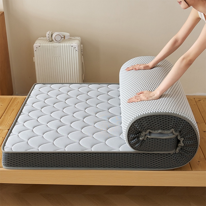 91家纺网 家纺一手货源 找家纺 锦丝钰床垫 2025新款乳胶记忆棉床垫-小床 立体-月光灰