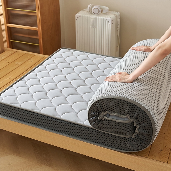 91家纺网 家纺一手货源 找家纺 锦丝钰床垫 2025新款乳胶记忆棉床垫-小床 立体-月光灰