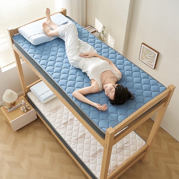 91家纺网 家纺一手货源 找家纺 锦丝钰床垫 2025新款乳胶记忆棉床垫-小床 立体-月光蓝