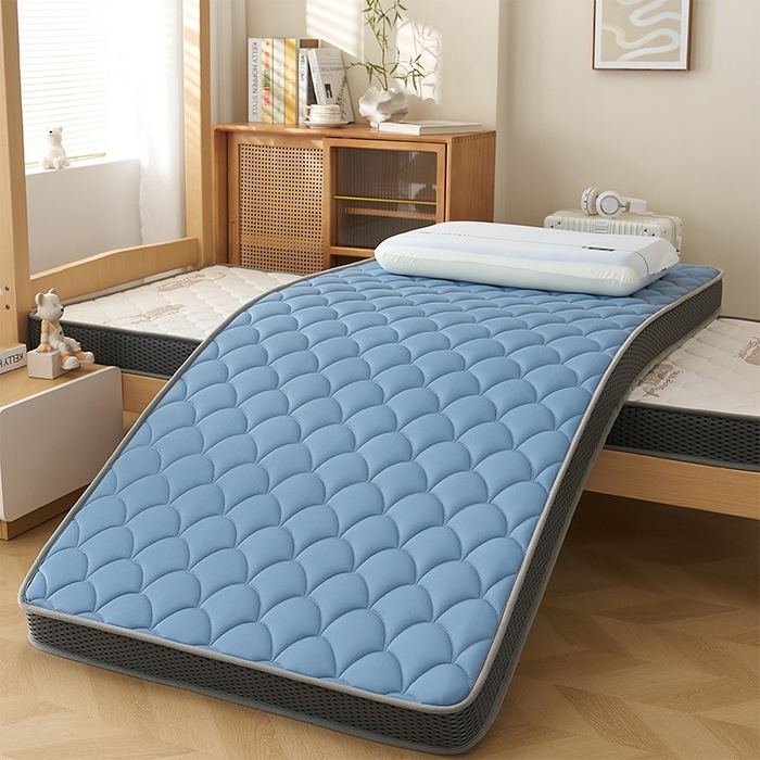 91家纺网 家纺一手货源 找家纺 锦丝钰床垫 2025新款乳胶记忆棉床垫-小床 立体-月光蓝