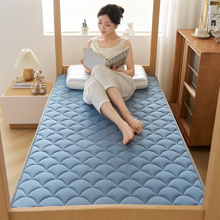 91家纺网 家纺一手货源 找家纺 锦丝钰床垫 2025新款乳胶记忆棉床垫-小床 立体-月光蓝