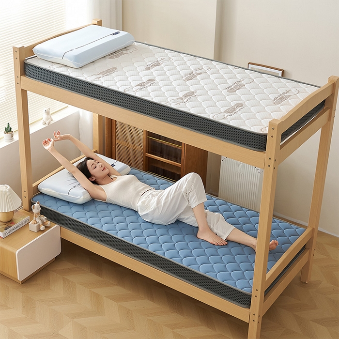 91家纺网 家纺一手货源 找家纺 锦丝钰床垫 2025新款乳胶记忆棉床垫-小床 立体-月光蓝