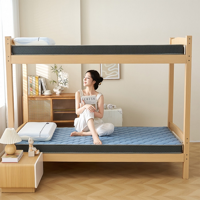 91家纺网 家纺一手货源 找家纺 锦丝钰床垫 2025新款乳胶记忆棉床垫-小床 立体-月光蓝