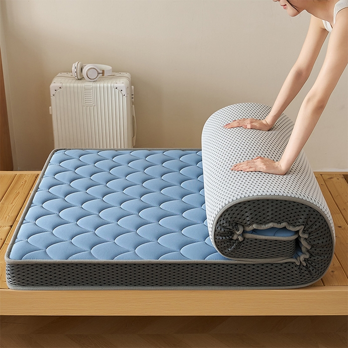 91家纺网 家纺一手货源 找家纺 锦丝钰床垫 2025新款乳胶记忆棉床垫-小床 立体-月光蓝