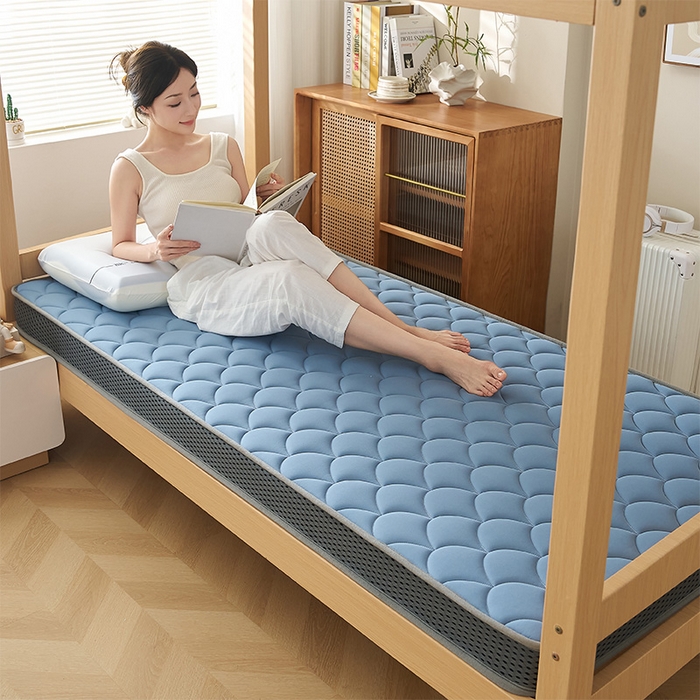 91家纺网 家纺一手货源 找家纺 锦丝钰床垫 2025新款乳胶记忆棉床垫-小床 立体-月光蓝