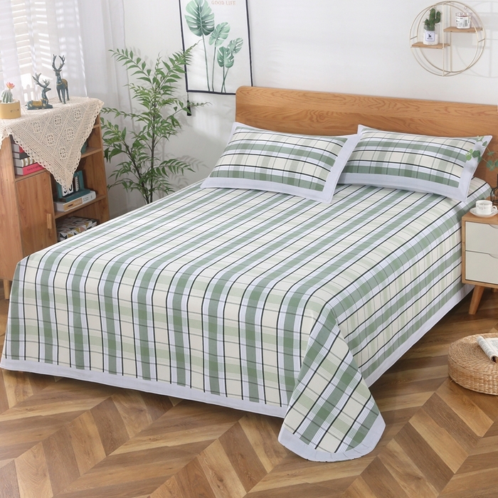 小叮当家纺仓储工厂店 2025新款加厚全棉纯棉老粗布席子凉席三件套 贝奇-绿