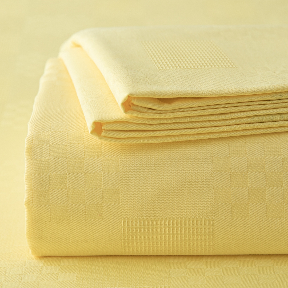 简宜家居（朝初家纺） 2025新款60支贡缎提花A版纯棉床单 格子-黄