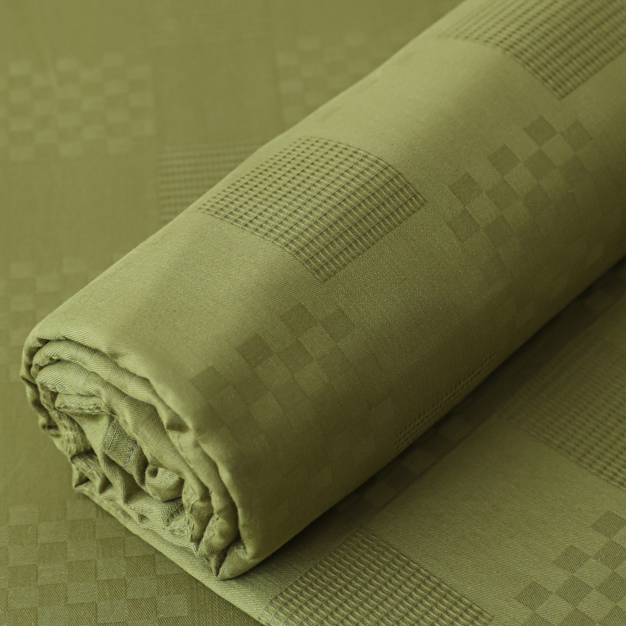 91家纺网 家纺一手货源 找家纺 简宜家居（朝初家纺） 2025新款60支贡缎提花A版纯棉床单 格子-绿