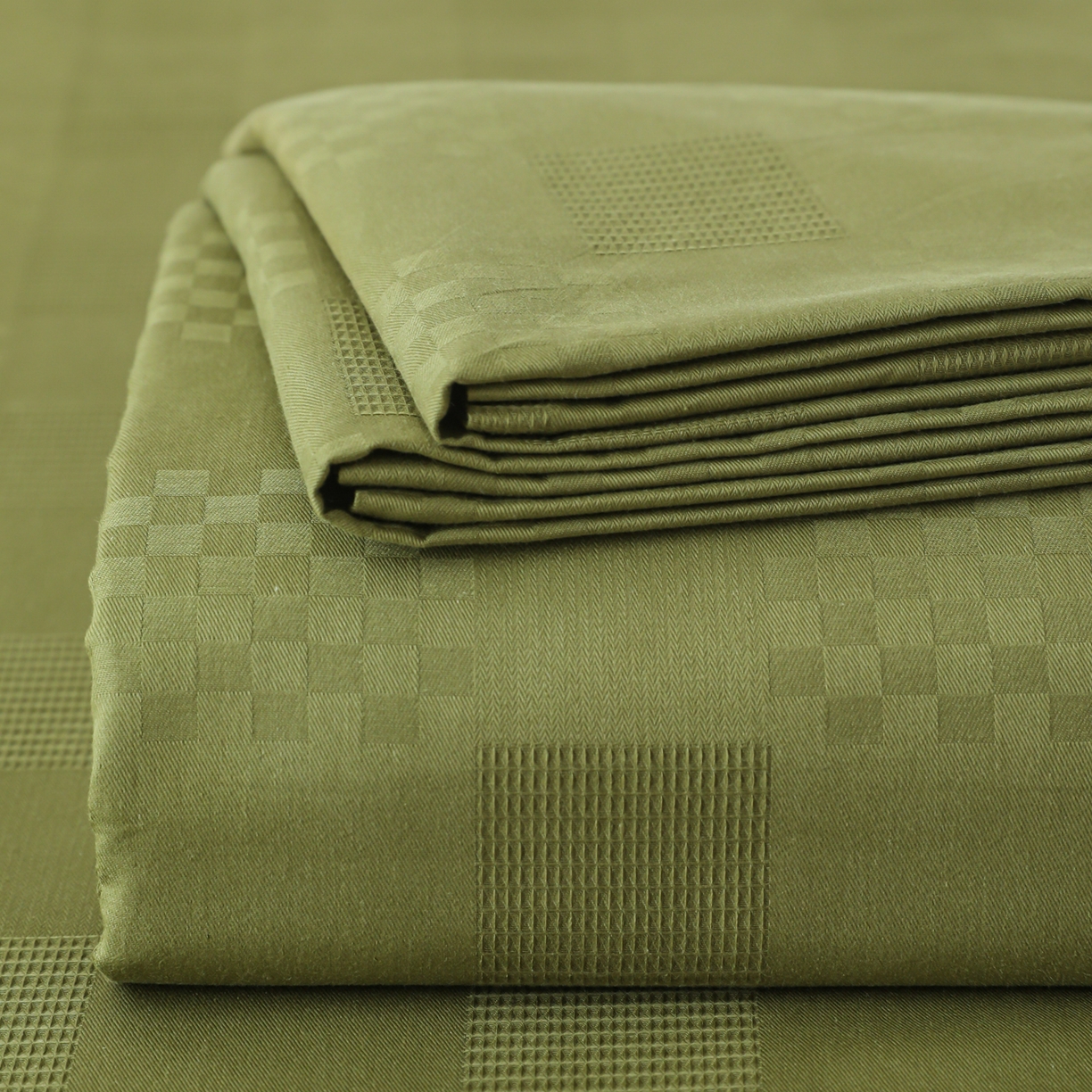 简宜家居（朝初家纺） 2025新款60支贡缎提花A版纯棉床单 格子-绿