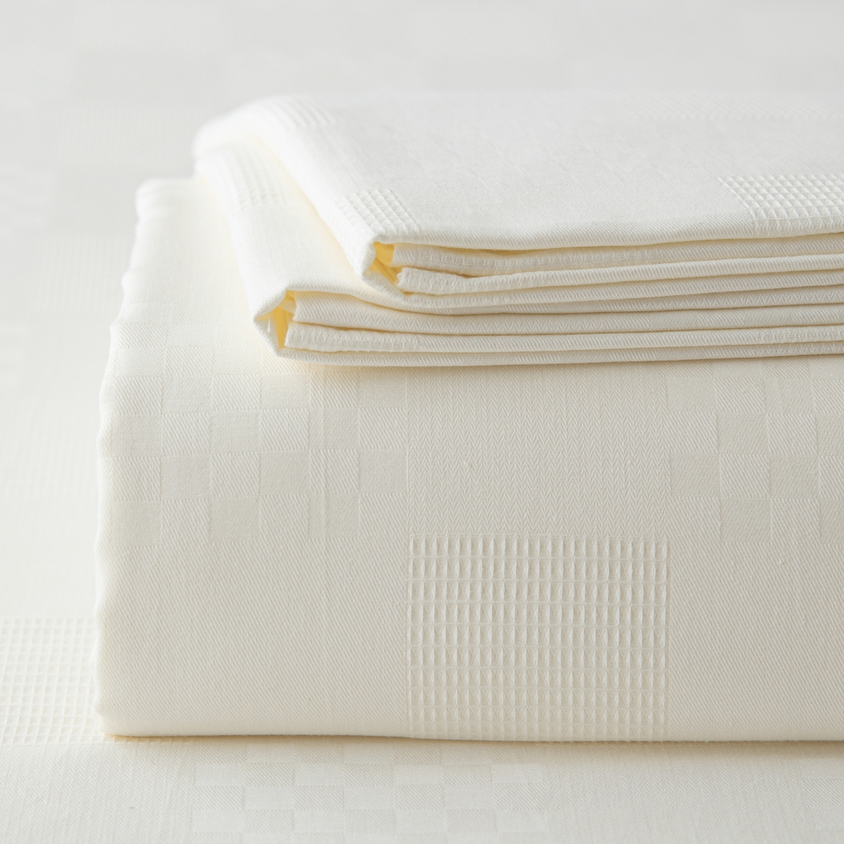 简宜家居（朝初家纺） 2025新款60支贡缎提花A版纯棉床单 格子-米白