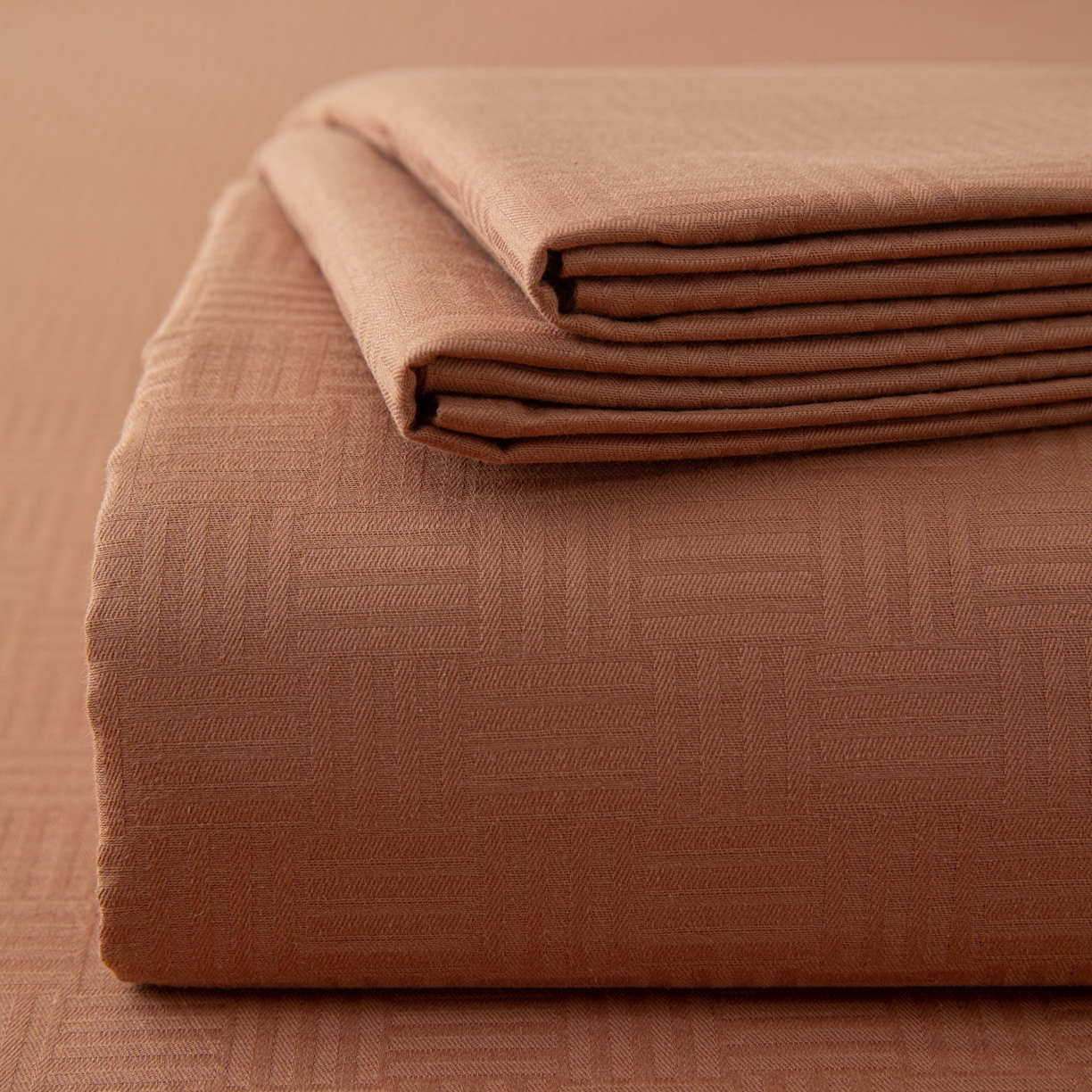 简宜家居（朝初家纺） 2025新款60支贡缎提花A版纯棉床单 简约-咖