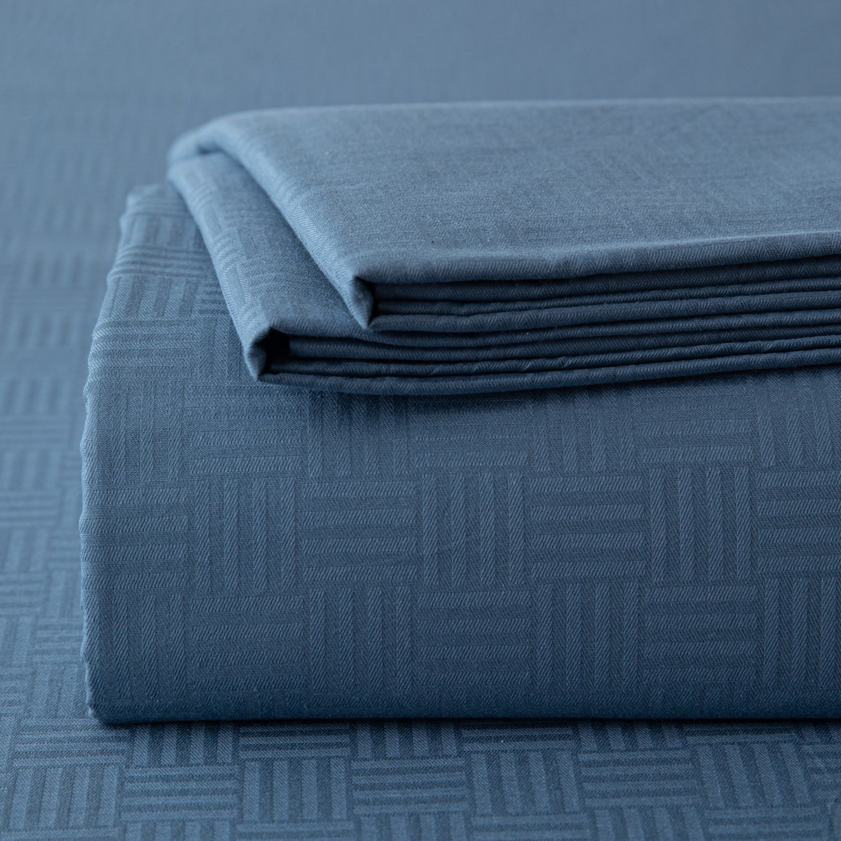 简宜家居（朝初家纺） 2025新款60支贡缎提花A版纯棉床单 简约-蓝