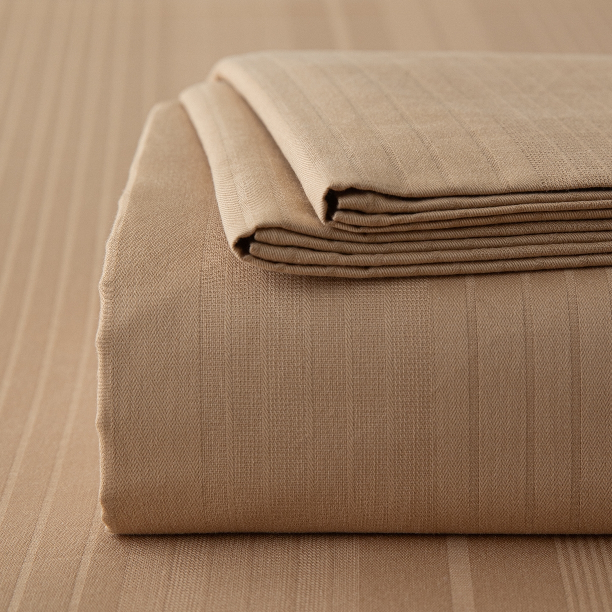 简宜家居（朝初家纺） 2025新款60支贡缎提花A版纯棉床单 条纹-咖