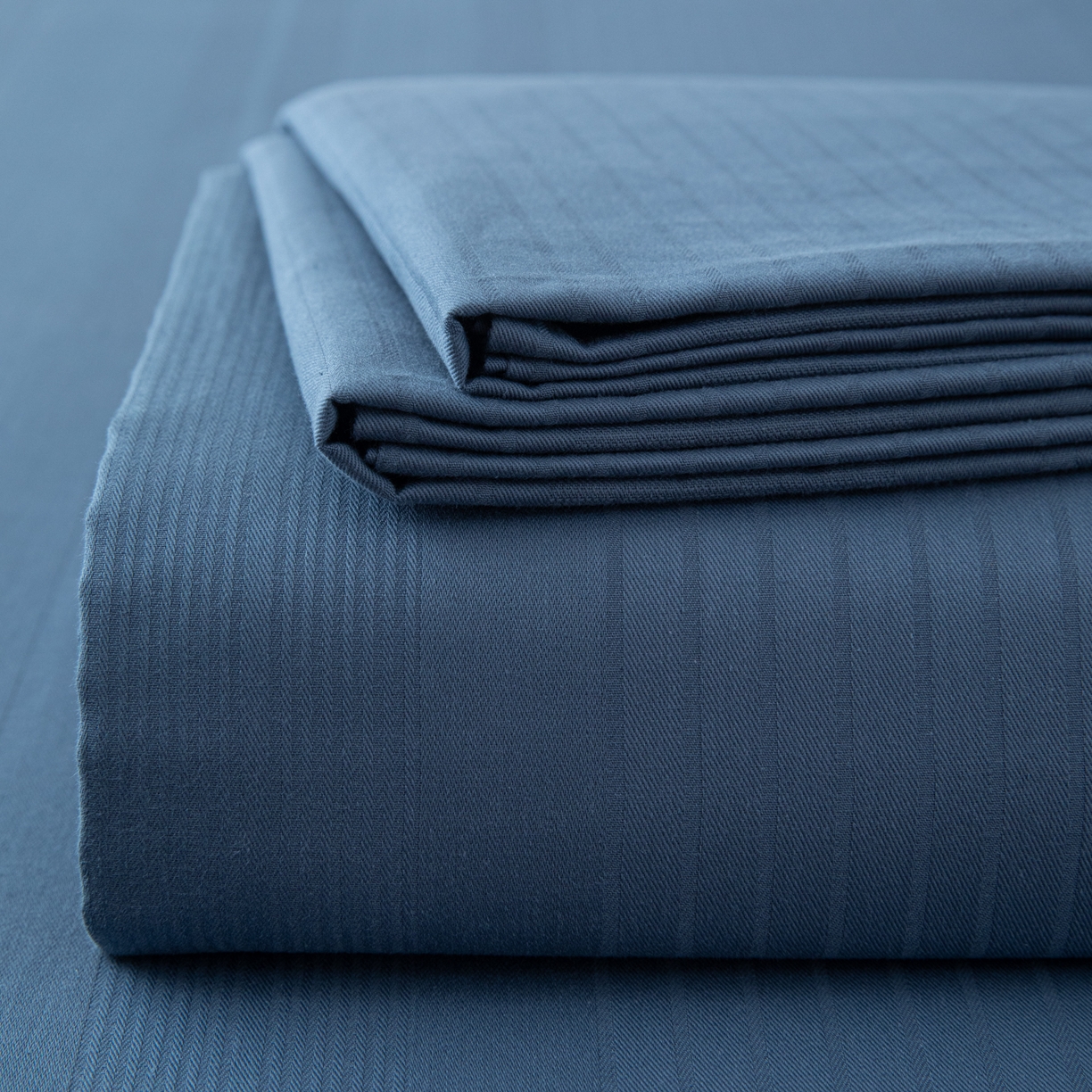 简宜家居（朝初家纺） 2025新款60支贡缎提花A版纯棉床单 条纹-蓝