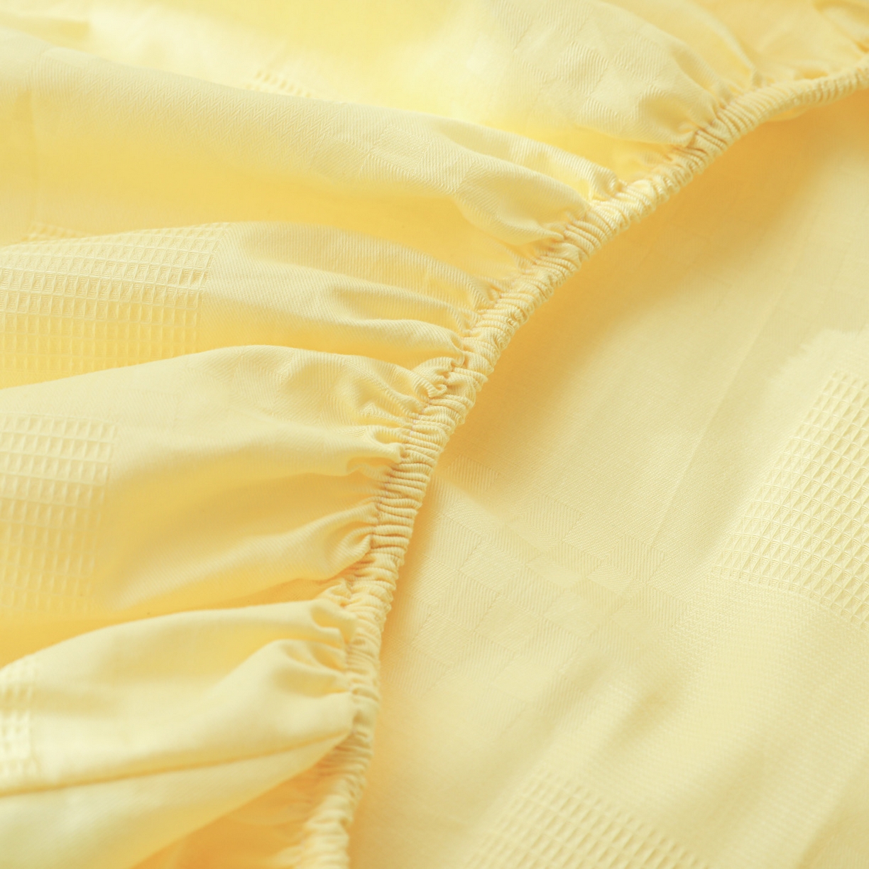 91家纺网 家纺一手货源 找家纺 简宜家居（朝初家纺） 2025新款60支贡缎提花A版纯棉床笠 格子-黄