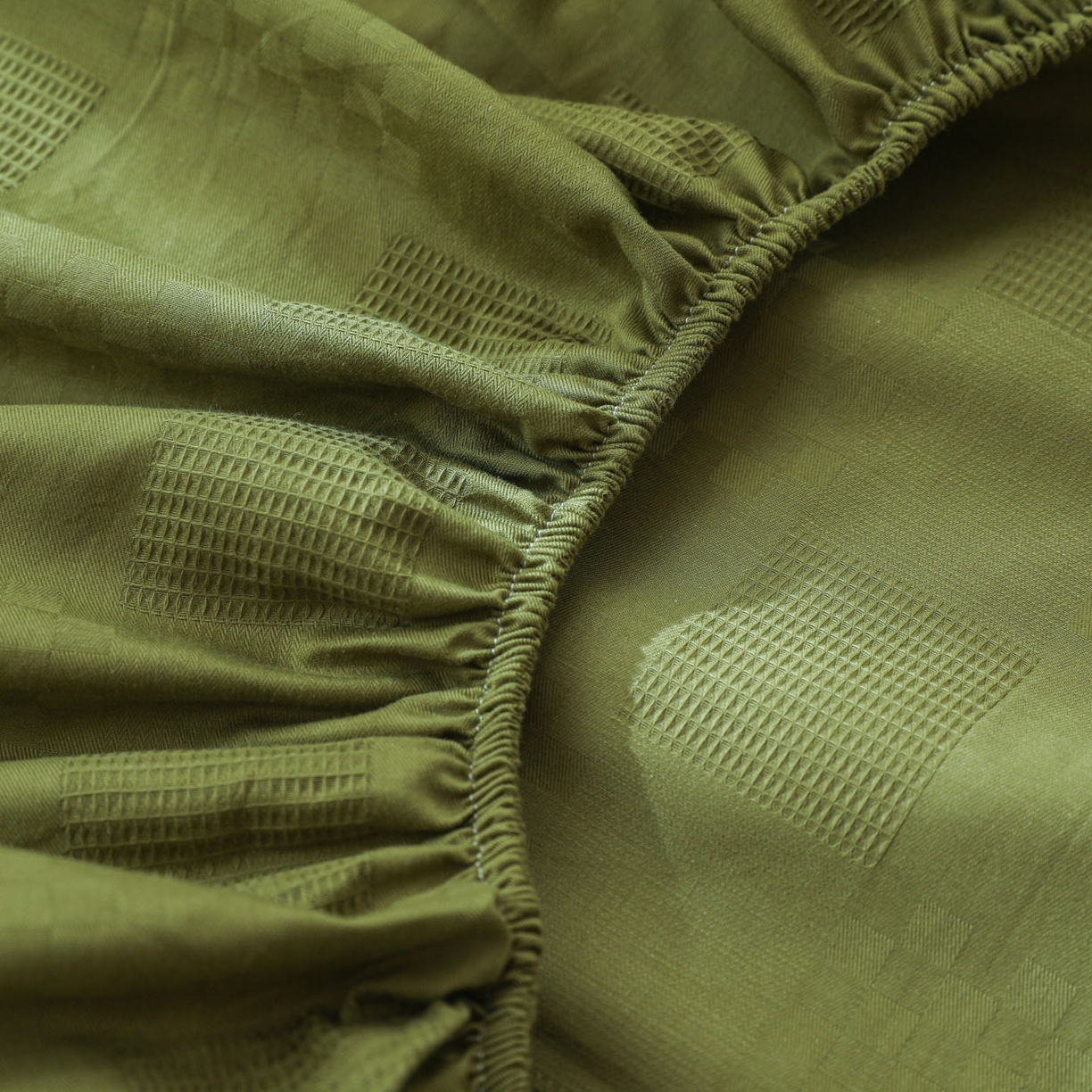 91家纺网 家纺一手货源 找家纺 简宜家居（朝初家纺） 2025新款60支贡缎提花A版纯棉床笠 格子-绿