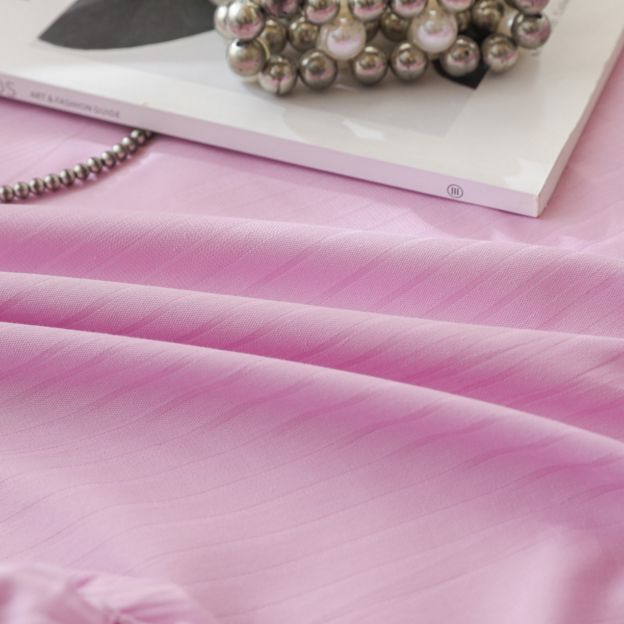 91家纺网 家纺一手货源 找家纺 简宜家居（朝初家纺） 2025新款60支贡缎提花A版纯棉床笠 条纹-紫