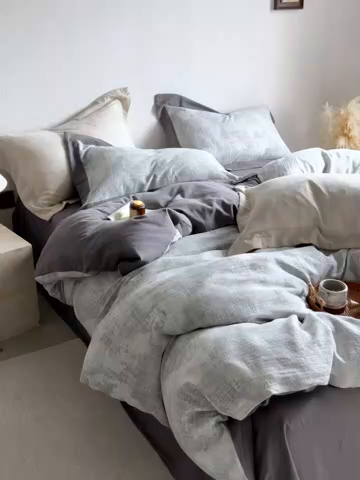 91家纺网 家纺一手货源 找家纺 （总）梦享生活家居 2025新款双层纱四件套星河系列