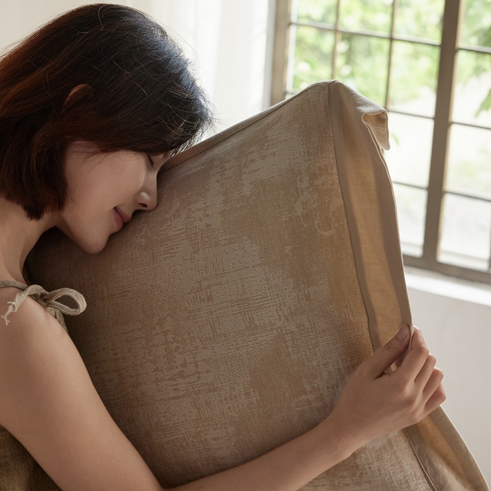 91家纺网 家纺一手货源 找家纺 梦享生活家居 2025新款双层纱四件套星河系列 星河-卡其