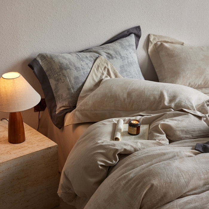 91家纺网 家纺一手货源 找家纺 梦享生活家居 2025新款双层纱四件套星河系列 星河-卡其