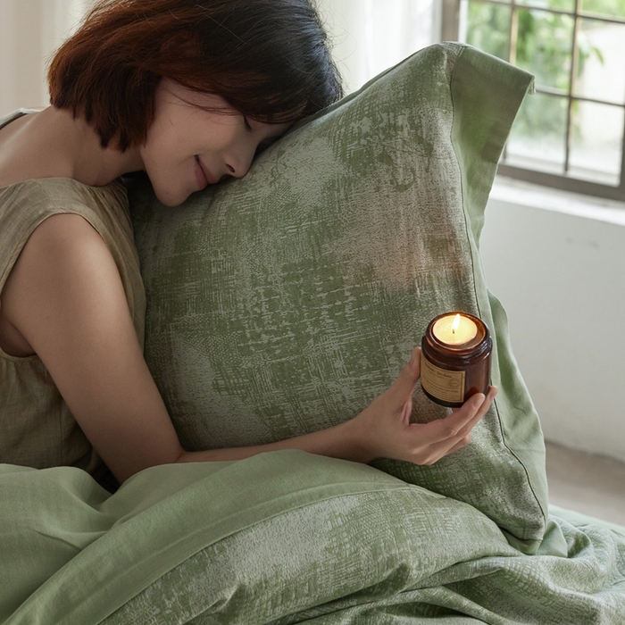 91家纺网 家纺一手货源 找家纺 梦享生活家居 2025新款双层纱四件套星河系列 星河-绿