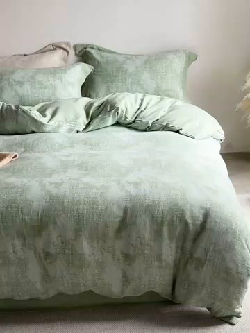 91家纺网 家纺一手货源 找家纺 梦享生活家居 2025新款双层纱四件套星河系列 星河-绿