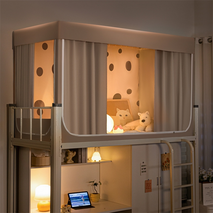 91家纺网 家纺一手货源 找家纺 飞轮海蚊帐 2025新款五面强遮光蚊帐（送风扇杆）XZ-22（送靠墙帘） 香槟