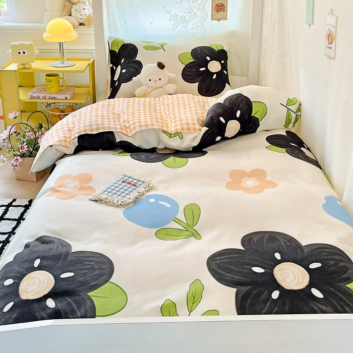 91家纺网 家纺一手货源 找家纺 花伞家居 2025新款学生床加厚磨毛印花单品单床笠单床单 初夏深