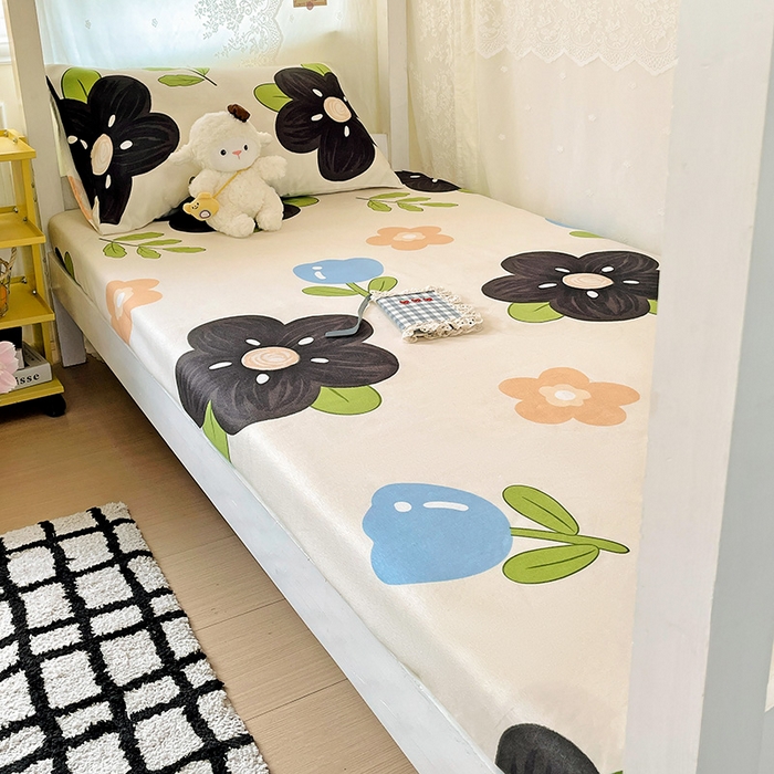 91家纺网 家纺一手货源 找家纺 花伞家居 2025新款学生床加厚磨毛印花单品单床笠单床单 初夏深