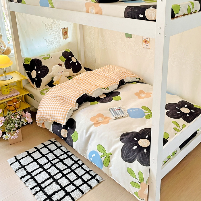 91家纺网 家纺一手货源 找家纺 花伞家居 2025新款学生床加厚磨毛印花单品单床笠单床单 初夏深