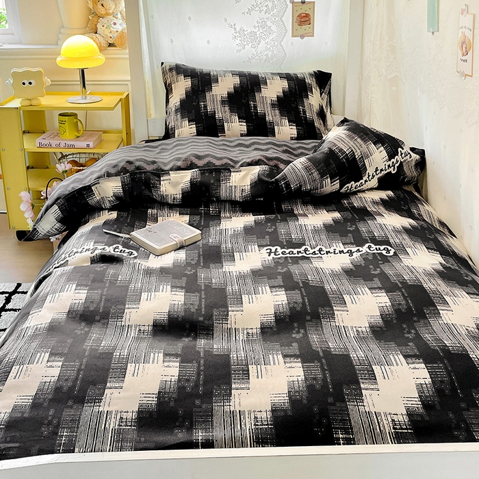 91家纺网 家纺一手货源 找家纺 花伞家居 2025新款学生床加厚磨毛印花单品单床笠单床单 简约波浪