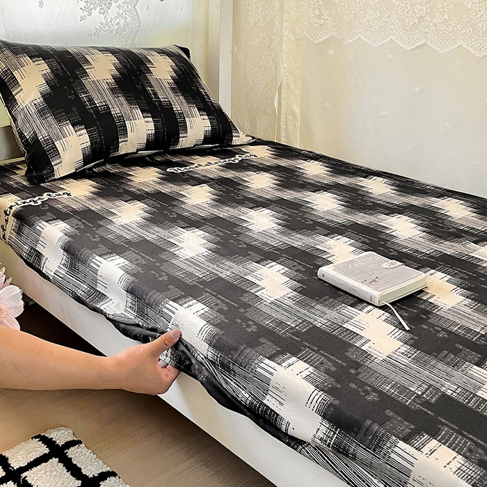 91家纺网 家纺一手货源 找家纺 花伞家居 2025新款学生床加厚磨毛印花单品单床笠单床单 简约波浪