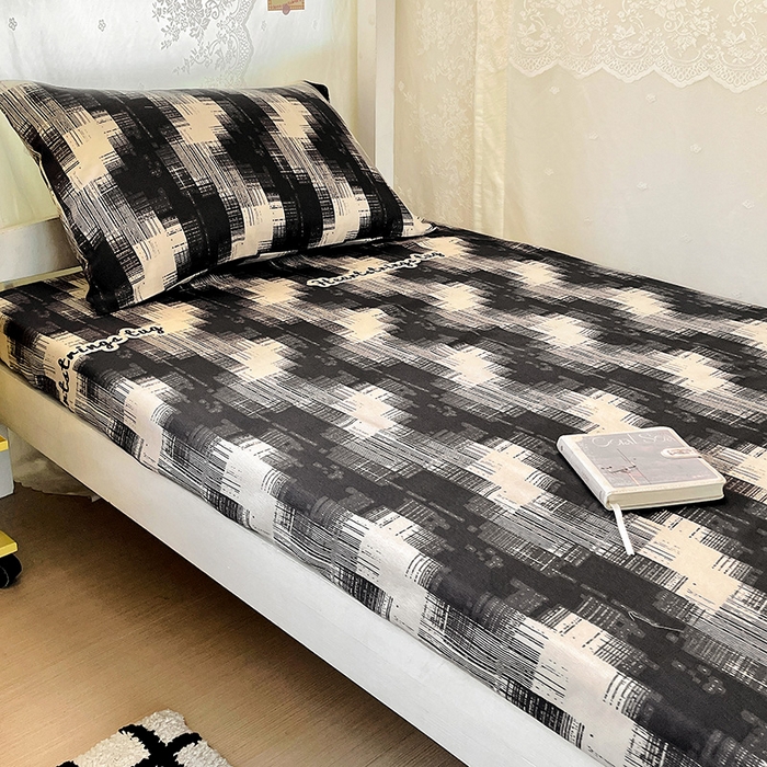 91家纺网 家纺一手货源 找家纺 花伞家居 2025新款学生床加厚磨毛印花单品单床笠单床单 简约波浪