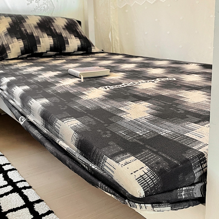 91家纺网 家纺一手货源 找家纺 花伞家居 2025新款学生床加厚磨毛印花单品单床笠单床单 简约波浪