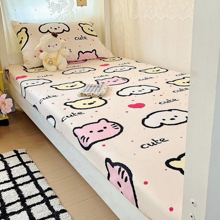 91家纺网 家纺一手货源 找家纺 花伞家居 2025新款学生床加厚磨毛印花单品单床笠单床单 可可爱爱