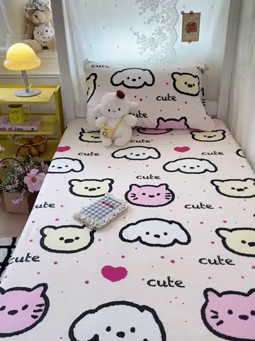 91家纺网 家纺一手货源 找家纺 花伞家居 2025新款学生床加厚磨毛印花单品单床笠单床单 可可爱爱
