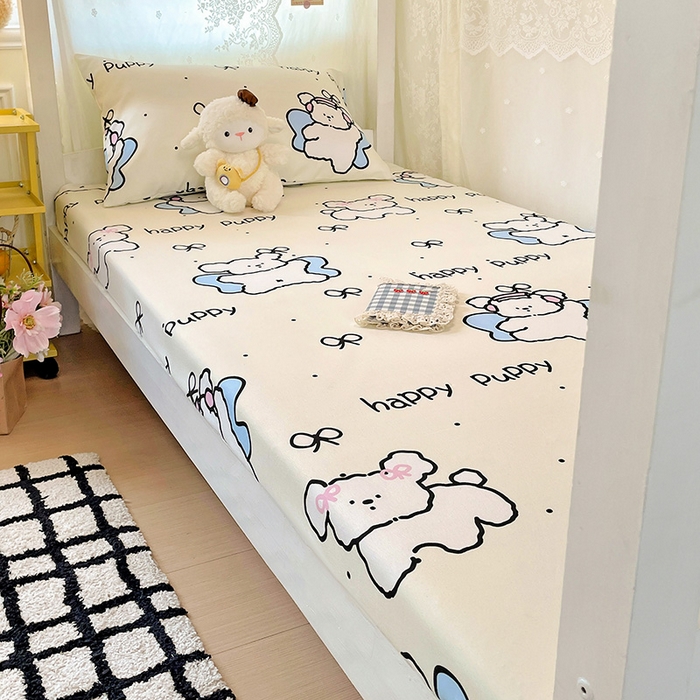 91家纺网 家纺一手货源 找家纺 花伞家居 2025新款学生床加厚磨毛印花单品单床笠单床单 快乐宝贝