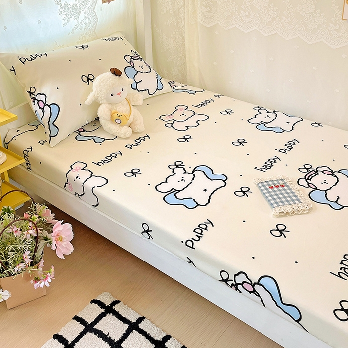 91家纺网 家纺一手货源 找家纺 花伞家居 2025新款学生床加厚磨毛印花单品单床笠单床单 快乐宝贝