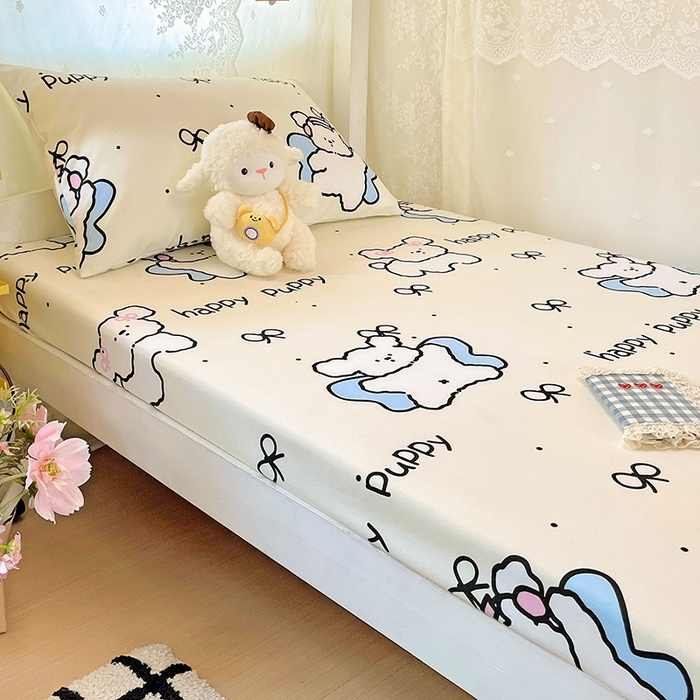 91家纺网 家纺一手货源 找家纺 花伞家居 2025新款学生床加厚磨毛印花单品单床笠单床单 快乐宝贝