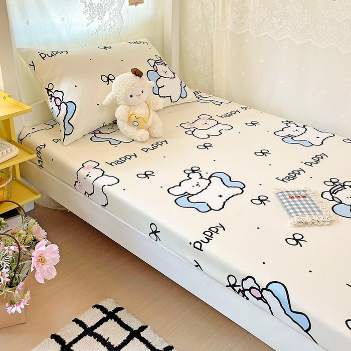 91家纺网 家纺一手货源 找家纺 花伞家居 2025新款学生床加厚磨毛印花单品单床笠单床单 快乐宝贝