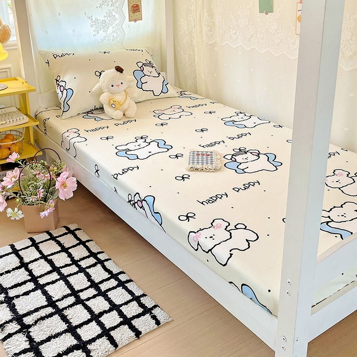 91家纺网 家纺一手货源 找家纺 花伞家居 2025新款学生床加厚磨毛印花单品单床笠单床单 快乐宝贝